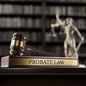 Legal process of probate law represented with gavel and scales of justice